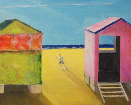 'Beach Huts' oil on canvas